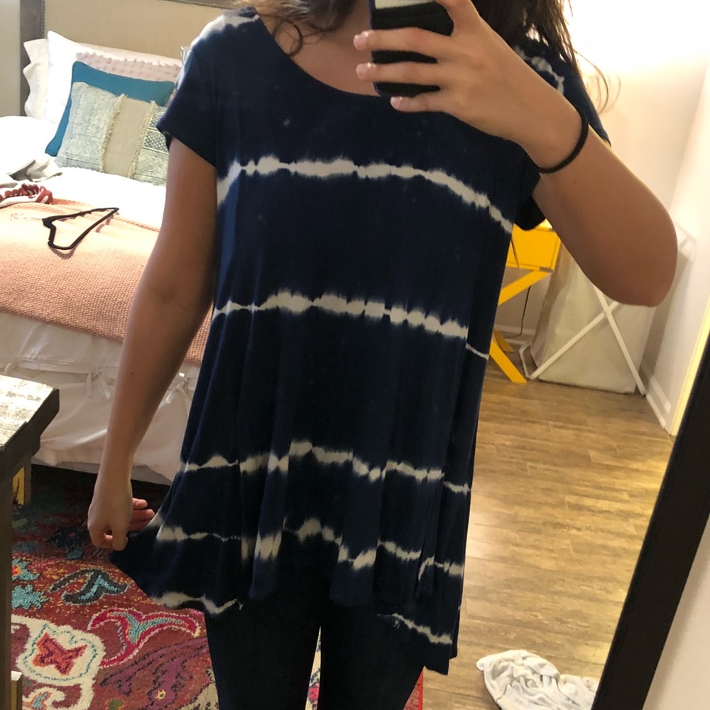 Navy & White Tie Dye Tunic
